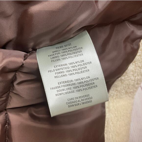 NWT Levis Breanna Faux Fur Pearlized Brown Sherpa Puffer Jacket Women's Size M - Picture 9 of 9